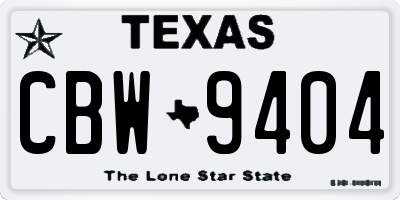 TX license plate CBW9404