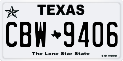 TX license plate CBW9406