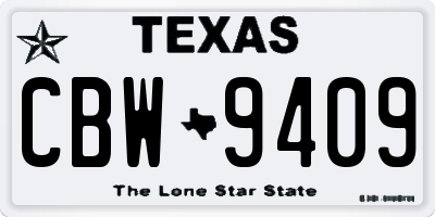 TX license plate CBW9409