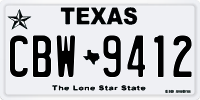 TX license plate CBW9412