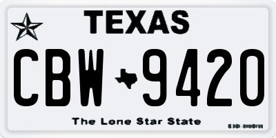 TX license plate CBW9420