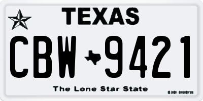 TX license plate CBW9421