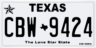 TX license plate CBW9424