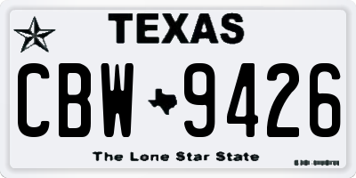 TX license plate CBW9426