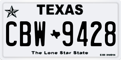 TX license plate CBW9428