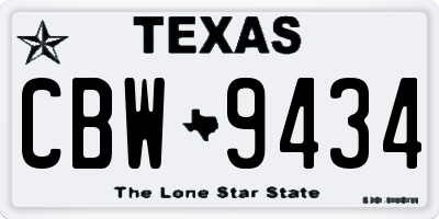 TX license plate CBW9434