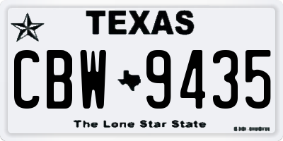 TX license plate CBW9435