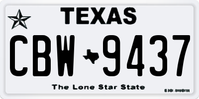 TX license plate CBW9437