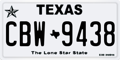 TX license plate CBW9438