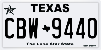 TX license plate CBW9440