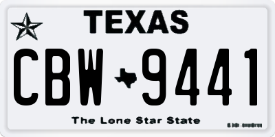 TX license plate CBW9441