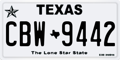 TX license plate CBW9442