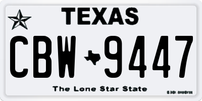 TX license plate CBW9447