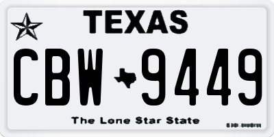 TX license plate CBW9449