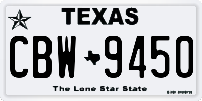 TX license plate CBW9450