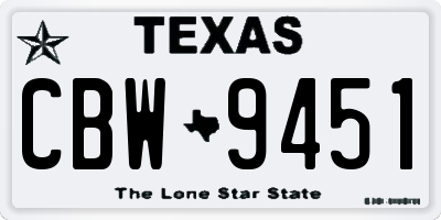 TX license plate CBW9451