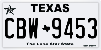 TX license plate CBW9453