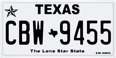 TX license plate CBW9455