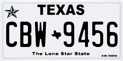 TX license plate CBW9456