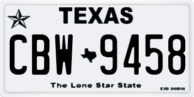 TX license plate CBW9458