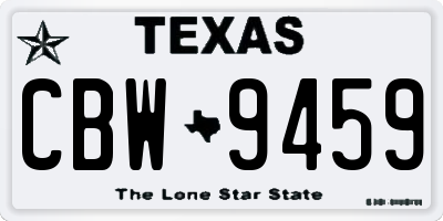 TX license plate CBW9459