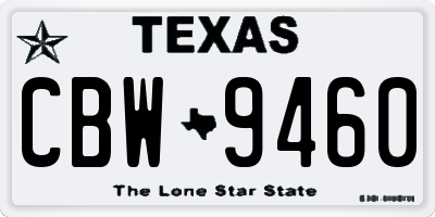 TX license plate CBW9460