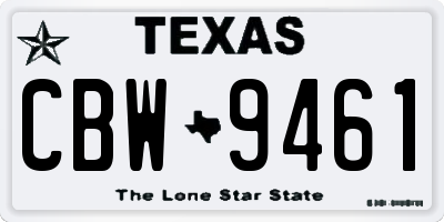 TX license plate CBW9461