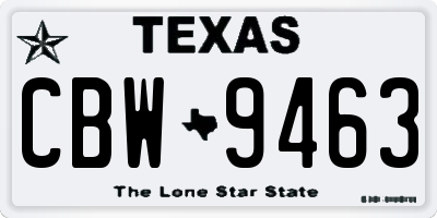TX license plate CBW9463