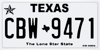 TX license plate CBW9471