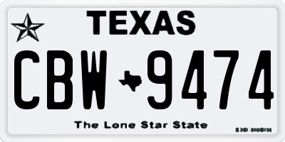 TX license plate CBW9474