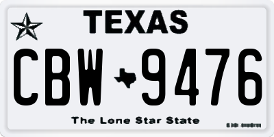 TX license plate CBW9476