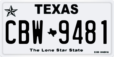 TX license plate CBW9481