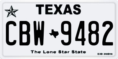 TX license plate CBW9482