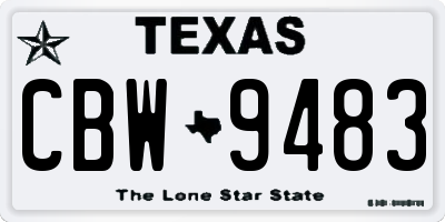 TX license plate CBW9483