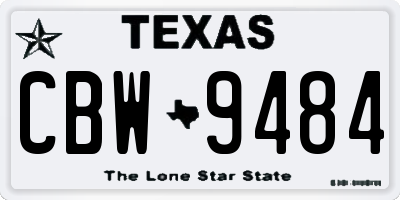 TX license plate CBW9484