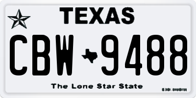 TX license plate CBW9488