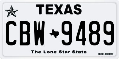 TX license plate CBW9489