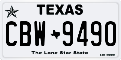 TX license plate CBW9490