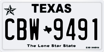 TX license plate CBW9491