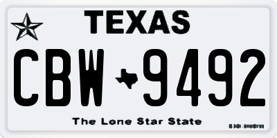 TX license plate CBW9492