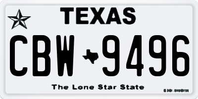 TX license plate CBW9496
