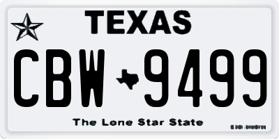 TX license plate CBW9499
