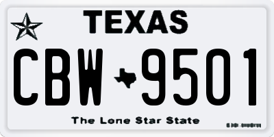 TX license plate CBW9501
