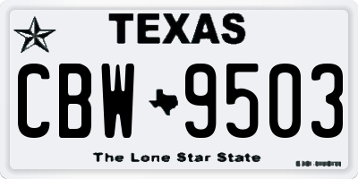 TX license plate CBW9503