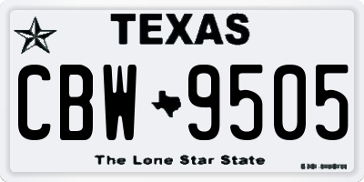 TX license plate CBW9505