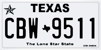 TX license plate CBW9511
