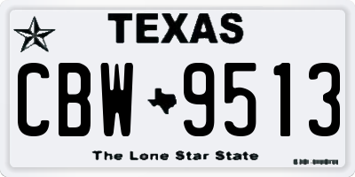 TX license plate CBW9513