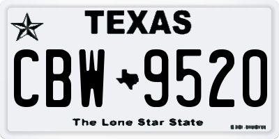 TX license plate CBW9520