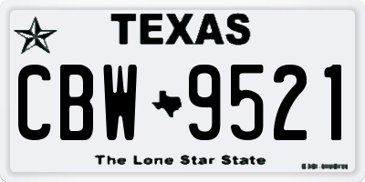 TX license plate CBW9521