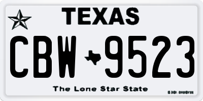TX license plate CBW9523